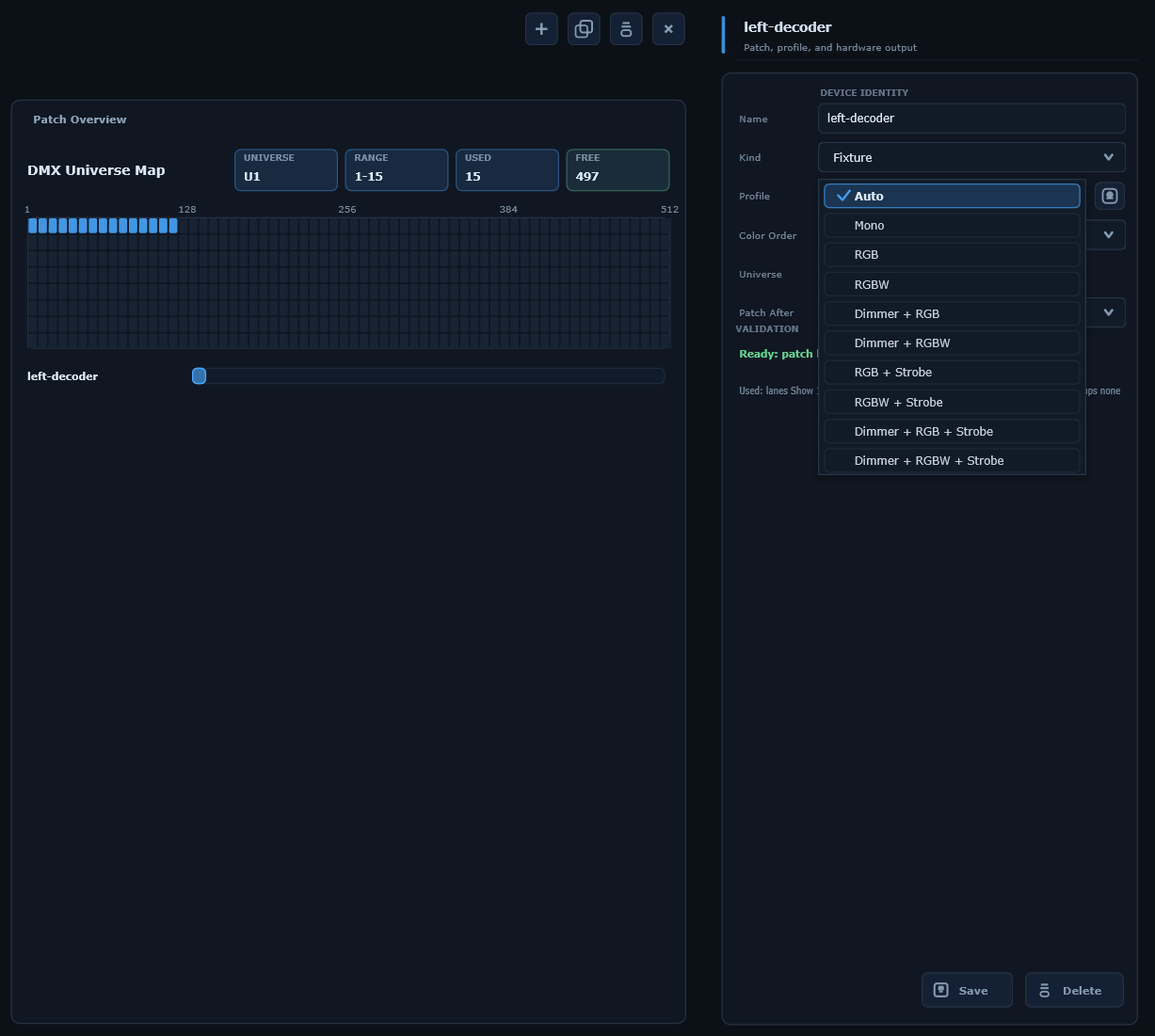 Fixture profile editor